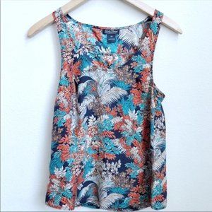 💜 Lucky Brand 100% Silk Floral Tank Top Size XS